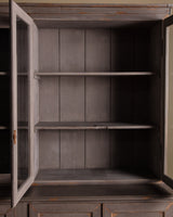 Large Two Piece Painted Oak Cabinet w/ Glass Doors, France, 19th Century - Lone Fox