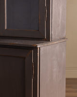 Large Two Piece Painted Oak Cabinet w/ Glass Doors, France, 19th Century - Lone Fox