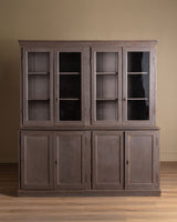Large Two Piece Painted Oak Cabinet w/ Glass Doors, France, 19th Century - Lone Fox
