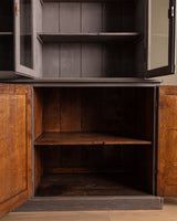 Large Two Piece Painted Oak Cabinet w/ Glass Doors, France, 19th Century - Lone Fox