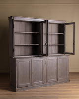 Large Two Piece Painted Oak Cabinet w/ Glass Doors, France, 19th Century - Lone Fox