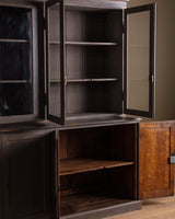 Large Two Piece Painted Oak Cabinet w/ Glass Doors, France, 19th Century - Lone Fox