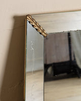 Large Venetian Mirror with Etched Details & Gilt Corners, Italy, 1950s - Lone Fox