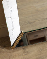 Large Venetian Mirror with Etched Details & Gilt Corners, Italy, 1950s - Lone Fox