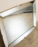 Large Venetian Mirror with Etched Details & Gilt Corners, Italy, 1950s - Lone Fox