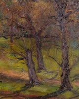 Large Wooded Meadow Landscape Oil Painting, France, Early 20th Century - Lone Fox