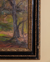 Large Wooded Meadow Landscape Oil Painting, France, Early 20th Century - Lone Fox