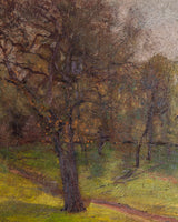 Large Wooded Meadow Landscape Oil Painting, France, Early 20th Century - Lone Fox
