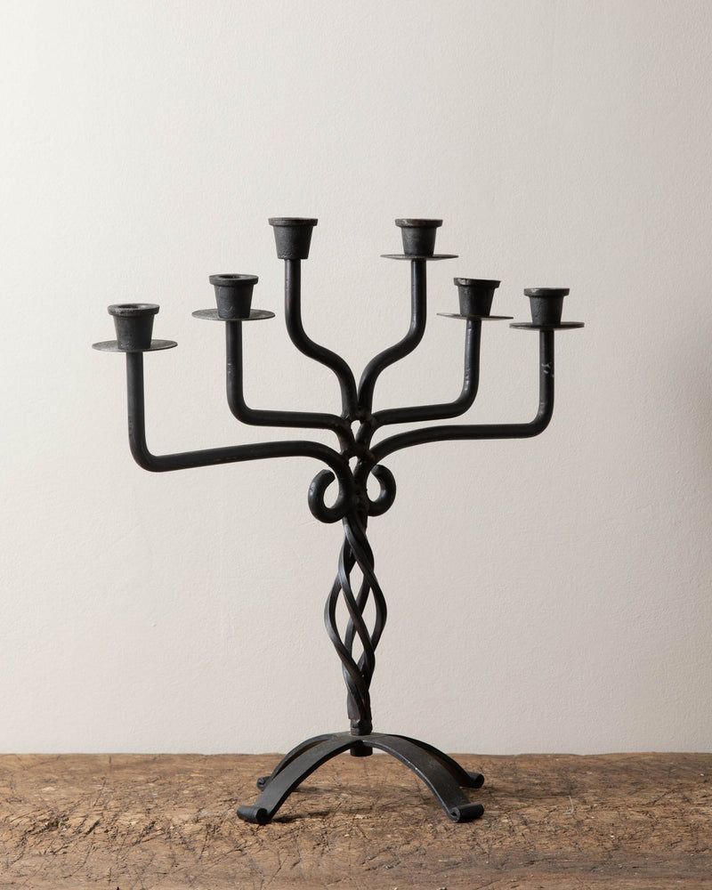 Large Wrought Iron 6 Arm Candelabra - Lone Fox