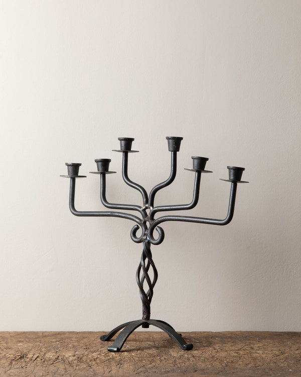 Large Wrought Iron 6 Arm Candelabra - Lone Fox