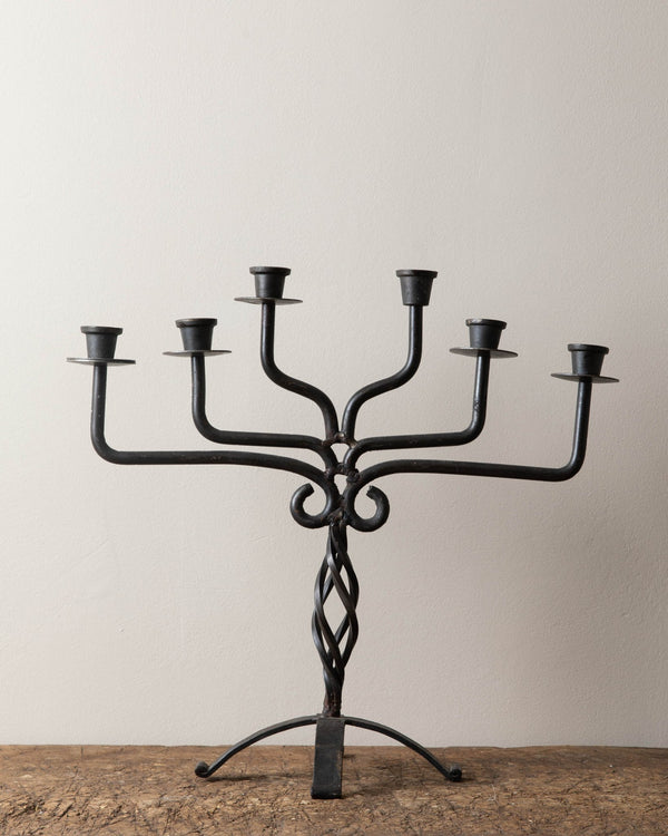 Large Wrought Iron 6 Arm Candelabra - Lone Fox