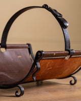 Leather and Iron Log Holder w/ Buckle, France, 1950's - Lone Fox