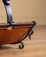 Leather and Iron Log Holder w/ Buckle, France, 1950's - Lone Fox