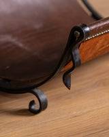 Leather and Iron Log Holder w/ Buckle, France, 1950's - Lone Fox