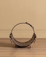 Leather and Iron Log Holder w/ Buckle, France, 1950's - Lone Fox