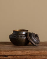 Lidded Hammered Copper Scalloped Bowl - Lone Fox