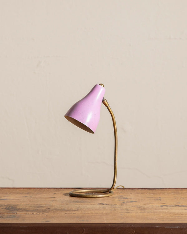 Lilac & Brass Desk Lamp, Italy, 1950's - Lone Fox