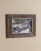 Lilac Modernist Reclining Nude Painting, 1970's - Lone Fox
