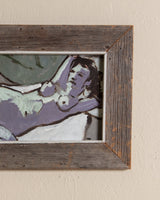 Lilac Modernist Reclining Nude Painting, 1970's - Lone Fox