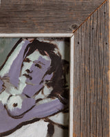 Lilac Modernist Reclining Nude Painting, 1970's - Lone Fox