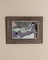 Lilac Modernist Reclining Nude Painting, 1970's - Lone Fox