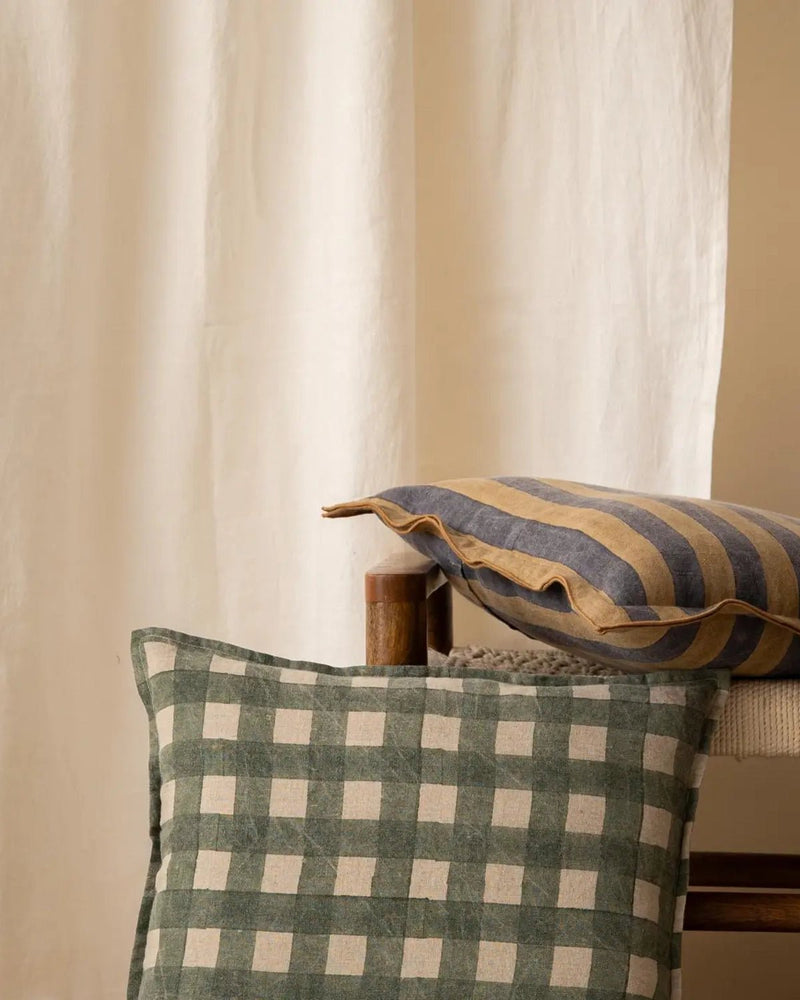 Linen Washed Check 20x20" Pillow Cover - Lone Fox