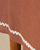 Linen Wavy Tablecloth in Cinnamon Brown - Lone Fox