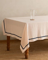 Linen Wavy Tablecloth in Ivory Bloom - Lone Fox