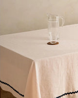 Linen Wavy Tablecloth in Ivory Bloom - Lone Fox