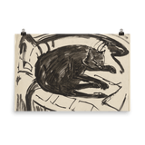 "Lying cat" Art Print - Lone Fox