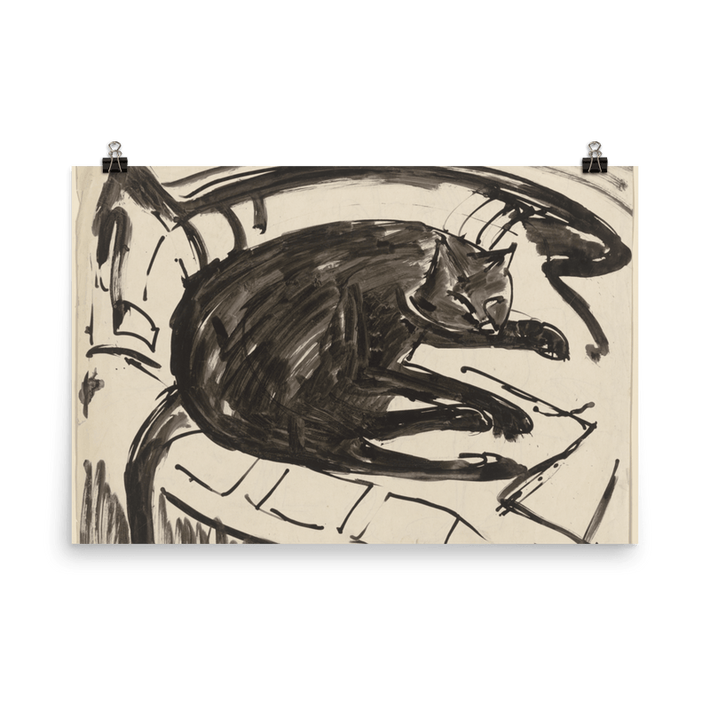 "Lying cat" Art Print - Lone Fox