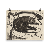 "Lying cat" Art Print - Lone Fox