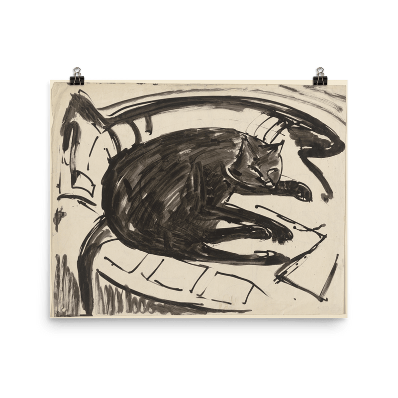 "Lying cat" Art Print - Lone Fox