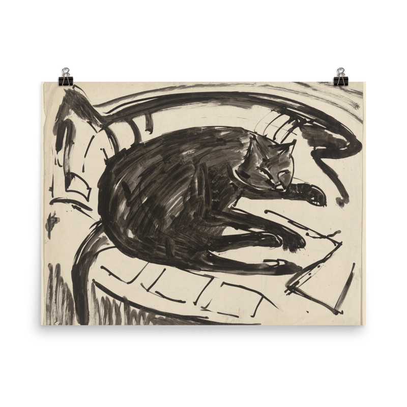 "Lying cat" Art Print - Lone Fox