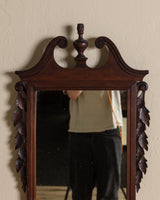 Mahogany Bombay Mirror w/ Carved Leafs, Mid 20th Century - Lone Fox