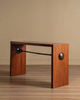 Mahogany Console Table w/ Iron Stretcher, Manner of Diego Giacometti, 1980's (2 Available) - Lone Fox
