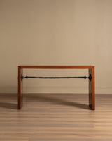 Mahogany Console Table w/ Iron Stretcher, Manner of Diego Giacometti, 1980's (2 Available) - Lone Fox
