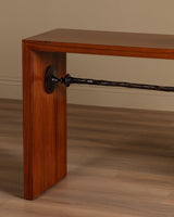 Mahogany Console Table w/ Iron Stretcher, Manner of Diego Giacometti, 1980's (2 Available) - Lone Fox