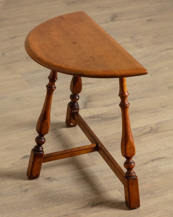 Maple Turned Leg Demilune Side Table - Lone Fox