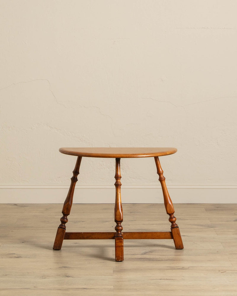 Maple Turned Leg Demilune Side Table - Lone Fox