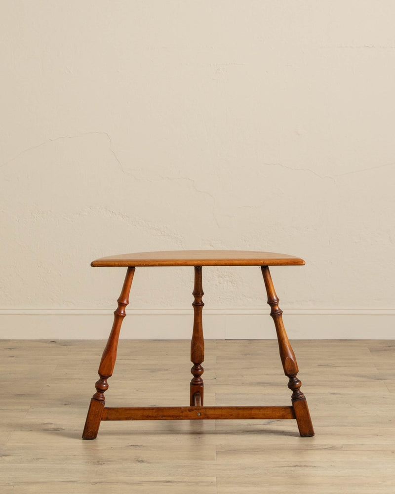 Maple Turned Leg Demilune Side Table - Lone Fox