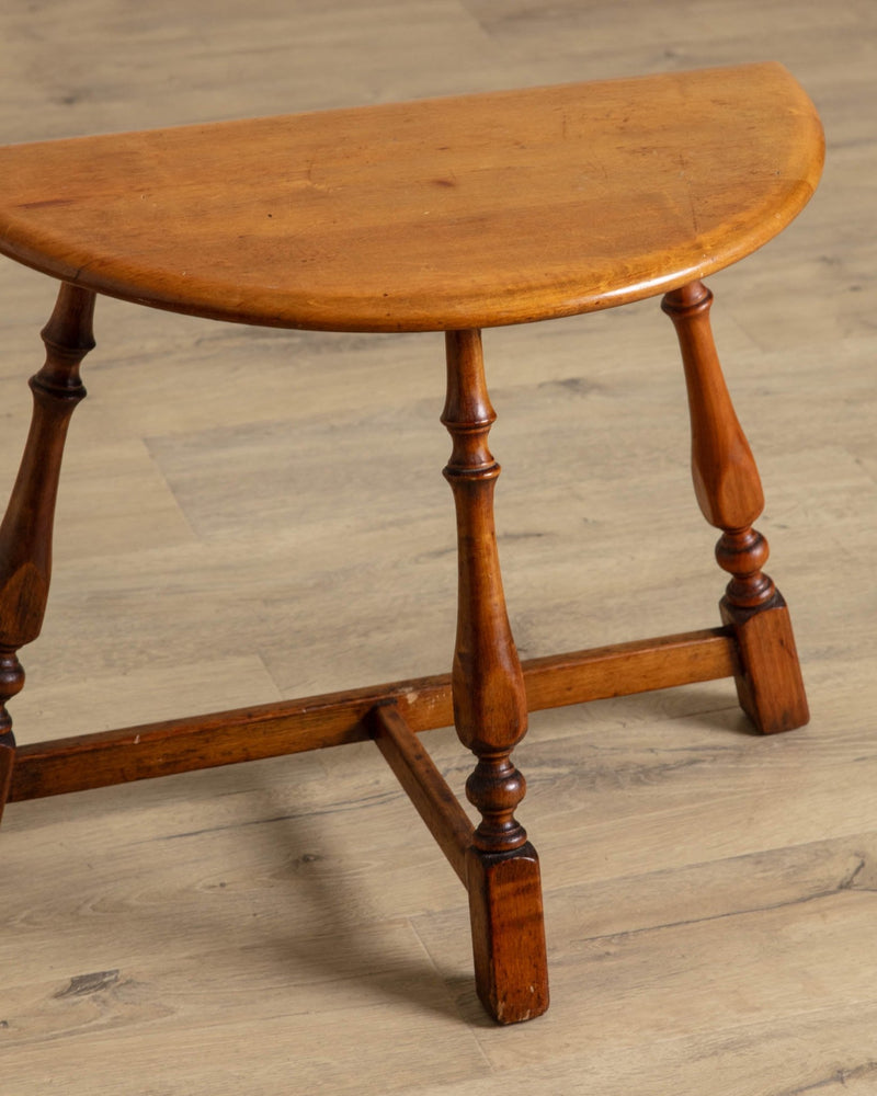 Maple Turned Leg Demilune Side Table - Lone Fox