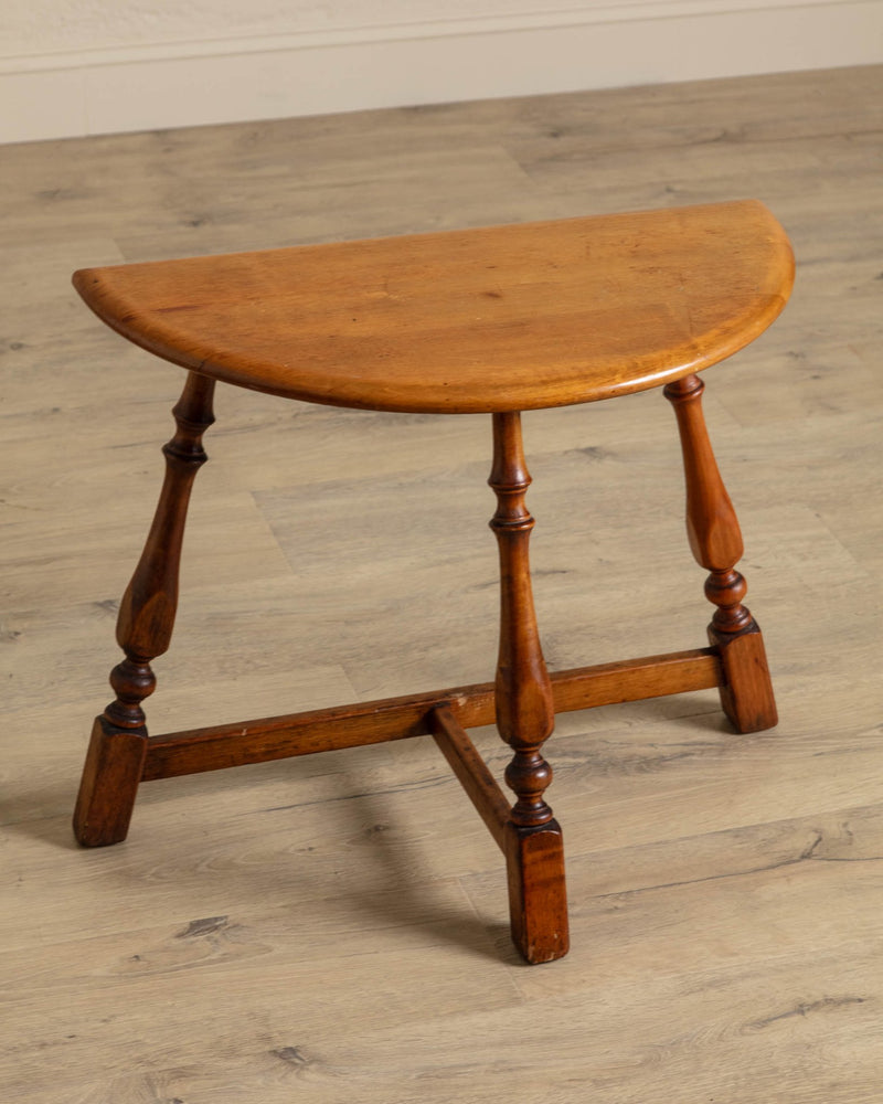 Maple Turned Leg Demilune Side Table - Lone Fox