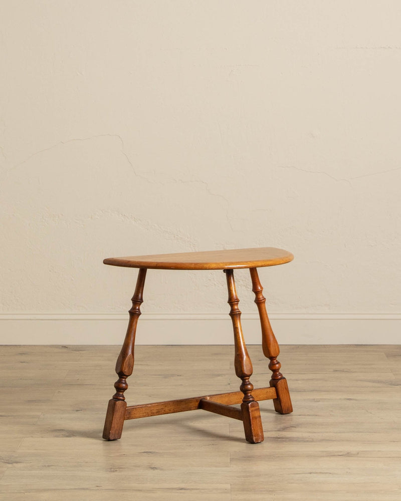 Maple Turned Leg Demilune Side Table - Lone Fox