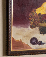 Maroon Fruit Bowl Still Life in Painted Frame - Lone Fox
