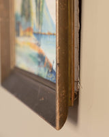 Mediterranean Coastal Landscape Oil Painting, 1950s - Lone Fox