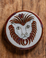 Mexican Pottery Hand-Painted Lion Trivet - Lone Fox