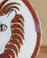 Mexican Pottery Hand-Painted Lion Trivet - Lone Fox