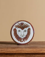 Mexican Pottery Hand-Painted Lion Trivet - Lone Fox
