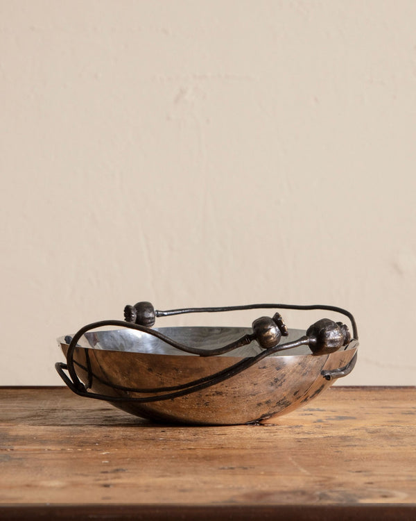 Michael Aram Poppy Silver Bowl with Bronze Poppies - Lone Fox